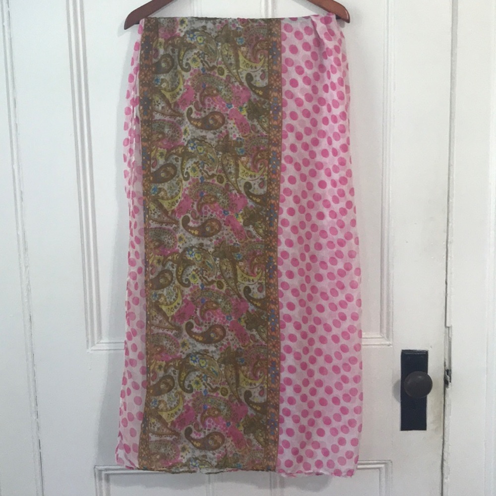 Pink paisley polka dot scarf sarong